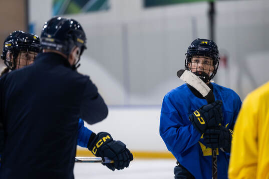 Mira Hallin of Sweden at a ice hockey practice session