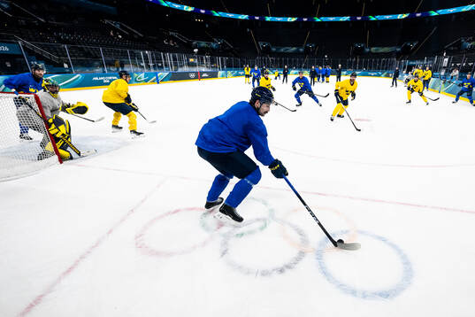 Filip Forsberg of Sweden at an ice hockey practice session