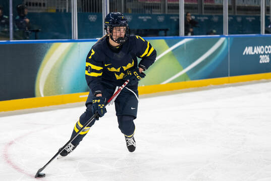 Mira Jungåker of Sweden in the women's ice hockey game