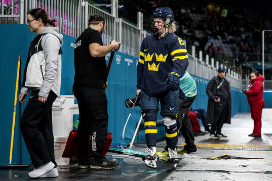 Hilda Svensson of Sweden looks dejected in the women's ice