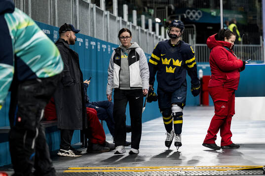 Hilda Svensson of Sweden looks dejected in the women's ice