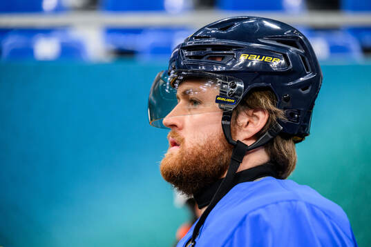 William Nylander of Sweden at an ice hockey practice session