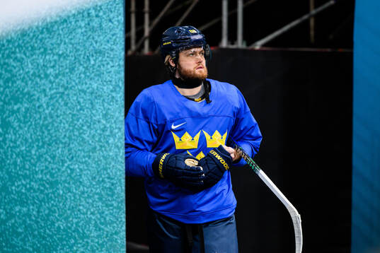 William Nylander of Sweden at an ice hockey practice session