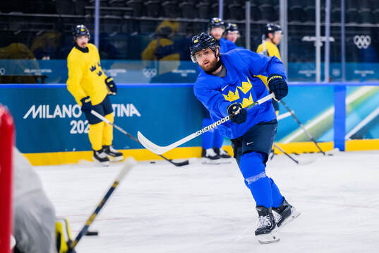 William Nylander of Sweden at an ice hockey practice session