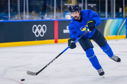 Filip Forsberg of Sweden at an ice hockey practice session