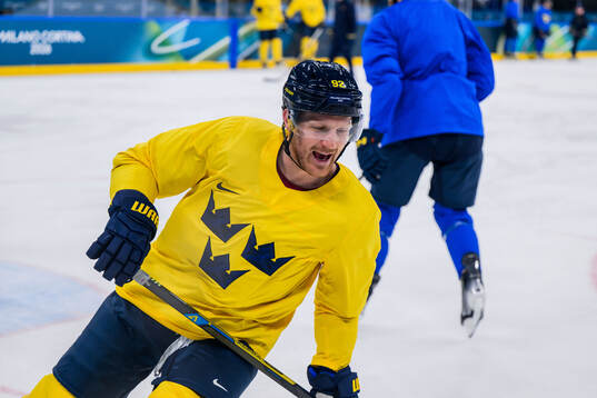 Gabriel Landeskog of Sweden at an ice hockey practice