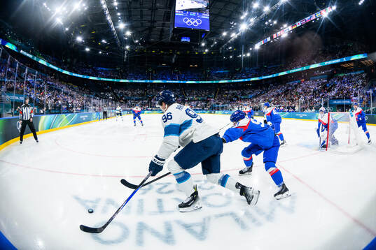 Mikko Rantanen of Finland and Matus Sukel of Slovakia in