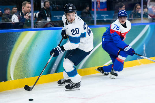 Sebastian Aho of Finland in the men's ice hockey game
