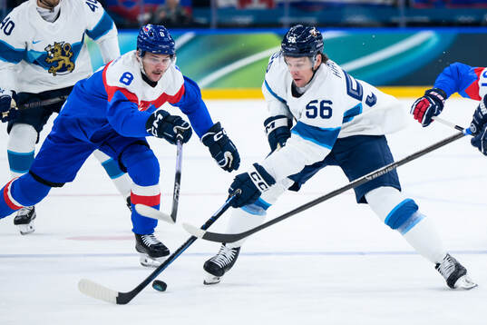 Erik Haula of Finland in the men's ice hockey game between