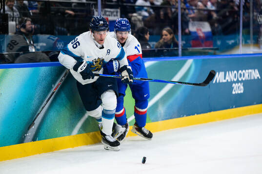Mikko Rantanen of Finland and Milos Kelemen of Slovakia in