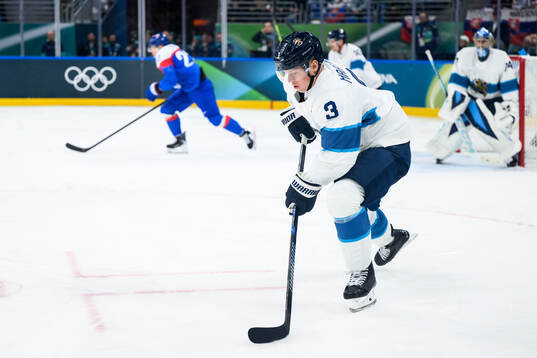 Olli Määttä of Finland in the men's ice hockey game