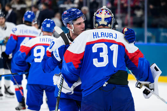 Juraj Slafkovsky of Slovakia celebrates