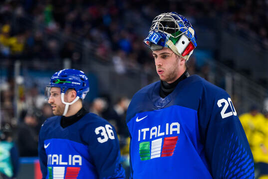 Damian Clara of Italy looks dejected in the men's ice