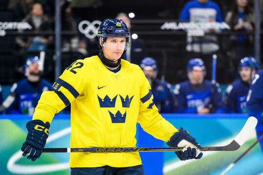 Gustav Forsling of Sweden in the men's ice hockey game