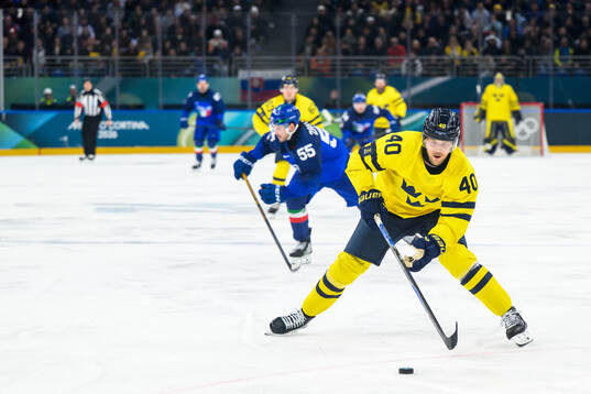 Elias Pettersson of Sweden in the men's ice hockey game