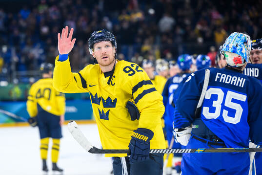 Gabriel Landeskog of Sweden celebrates