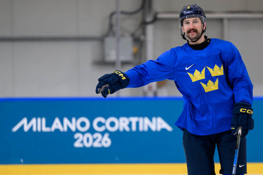 Filip Forsberg of Sweden at an ice hockey practice session