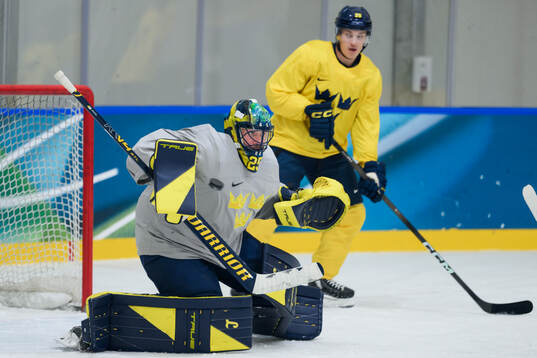 Goaltender Jacob Markström of Sweden at an ice hockey