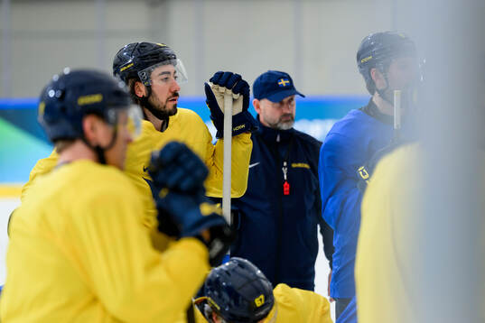 Mika Zibanejad of Sweden at an ice hockey practice session