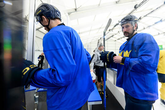 Filip Forsberg of Sweden leaves at an ice hockey practice