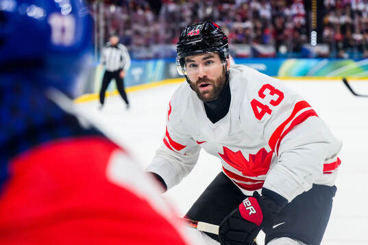 Tom Wilson of Canada in the men's ice hockey game between