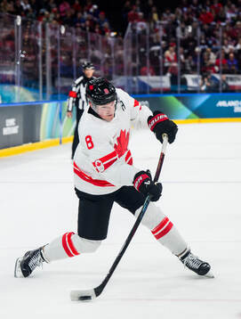 Cale Makar of Canada in the men's ice hockey game between