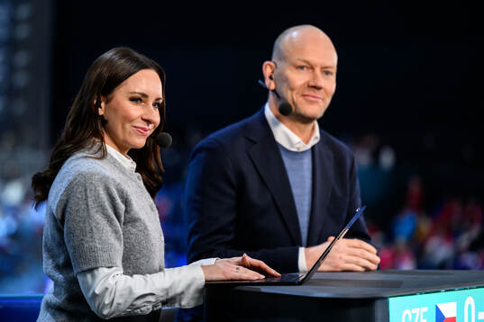 Camilla Nordlund and Mats Sundin of Swedish broadcaster HBO