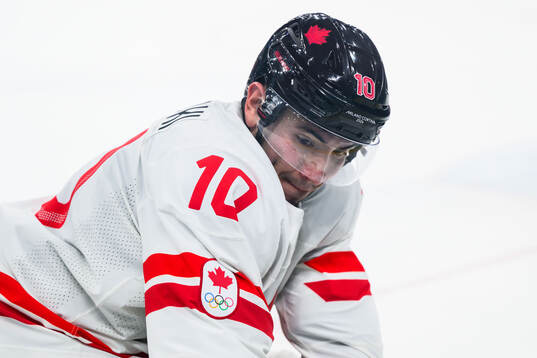 Nick Suzuki of Canada in the men's ice hockey game between