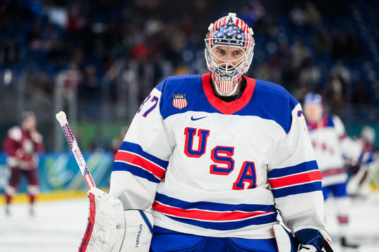 Goaltender Connor Hellebuyck of USA