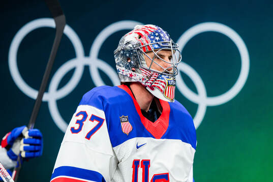 Goaltender Connor Hellebuyck of USA