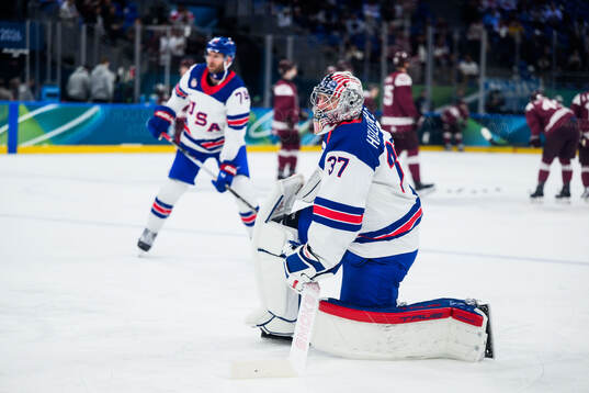 Goaltender Connor Hellebuyck of USA