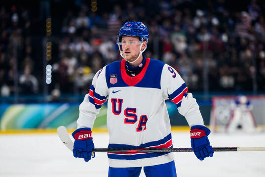 Jack Eichel of USA in the men's ice hockey game between