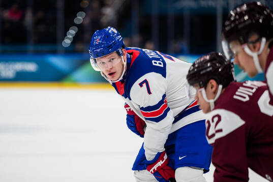 Brady Tkachuk of USA in the men's ice hockey game between