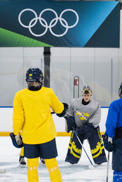 Goaltender Emma Söderberg of Sweden at a ice hockey