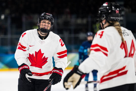 Natalie Spooner of Canada in the women's ice hockey game