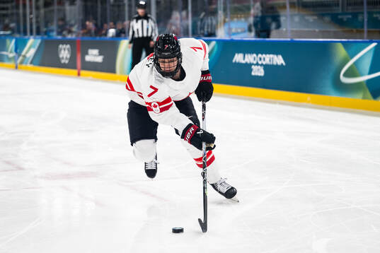 Laura Stacey of Canada in the women's ice hockey game