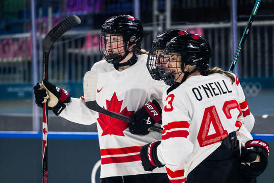 Daryl Watts, Kristin O'Neill and Claire Thompson of Canada