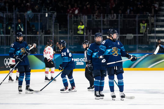 Elli Suoranta and Ronja Savolainen of Finland looks dejected