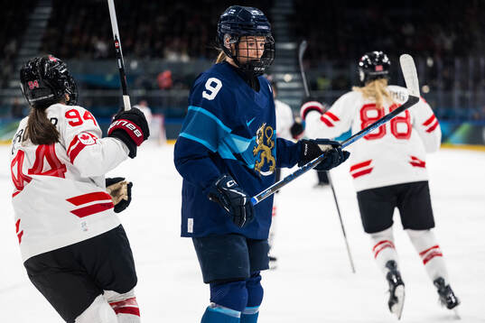 Nelli Laitinen of Finland looks dejected
