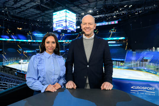 Camilla Nordlund and Mats Sundin in the HBO Max Studio
