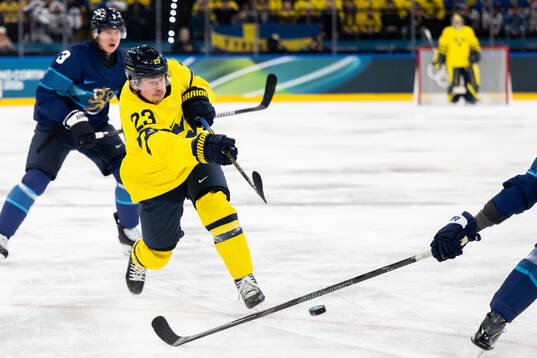 Lucas Raymond of Sweden in the men's ice hockey game
