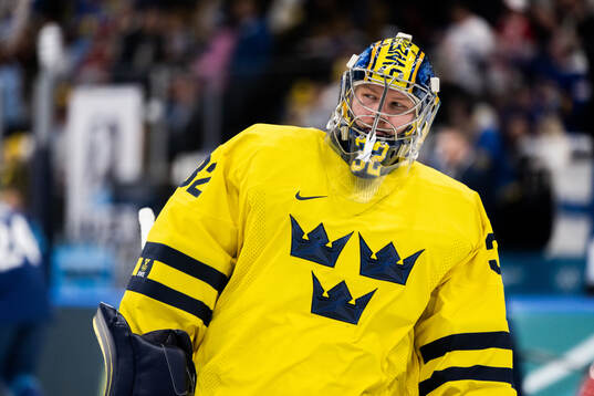 Goaltender Filip Gustavsson of Sweden