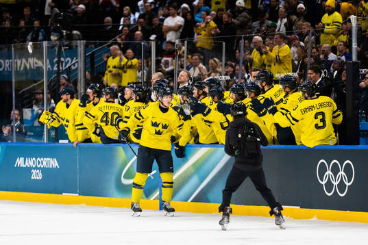 Rasmus Dahlin of Sweden celebrates