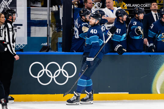 Joel Armia of Finland celebrates