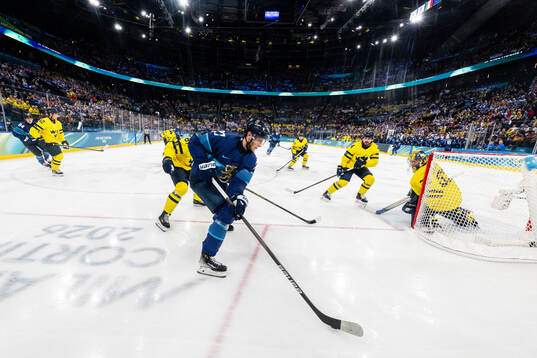 Eetu Luostarinen of Finland in the men's ice hockey game