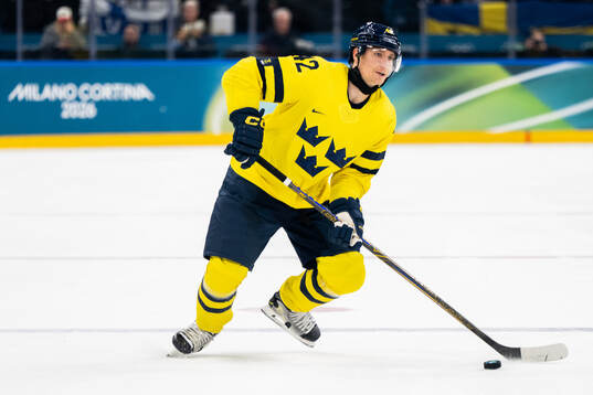 Gustav Forsling of Sweden in the men's ice hockey game