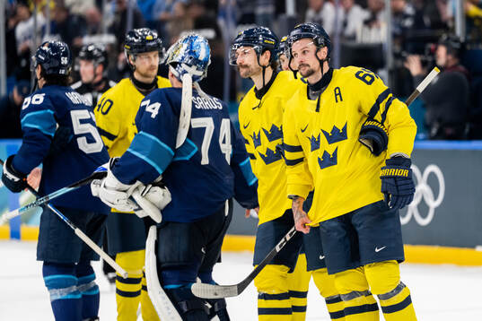 Erik Karlsson of Sweden looks dejected