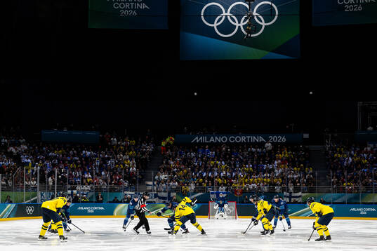 Anton Lundell of Finland and Joel Eriksson Ek of Sweden in