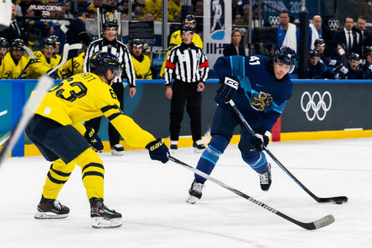 Miro Heiskanen of Finland in the men's ice hockey game