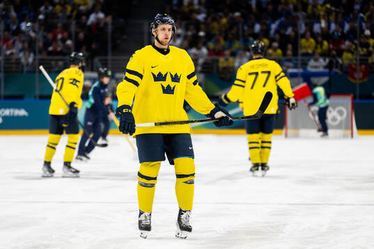 Philip Broberg of Sweden looks dejected in the men's ice